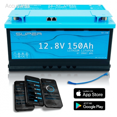 Supervolt 12V 150Ah 12.8V LiFePO4 Batterie für Wohnmobile