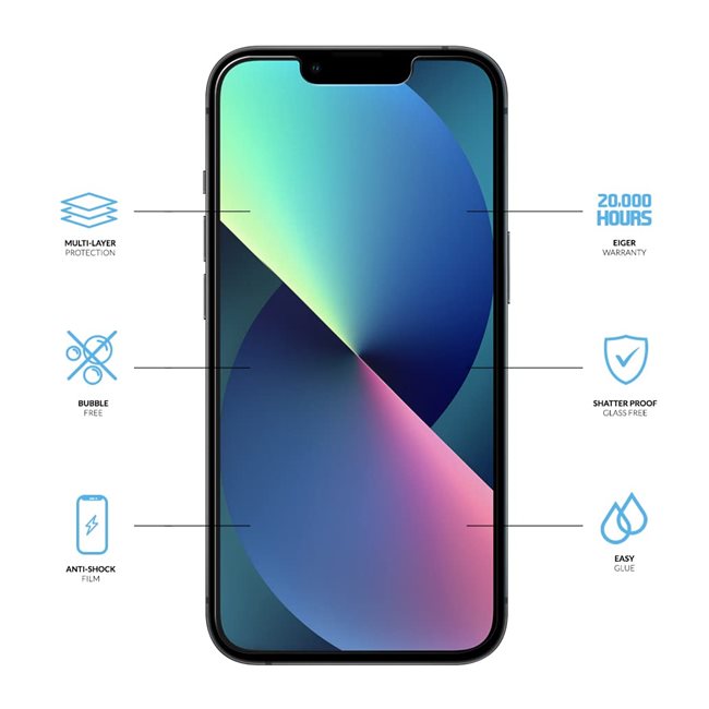 26163_2dFdKSCTGl8dHA EIGER APPLE IPHONE 14/13/13 PRO DISPLAY-GLAS (2ER PACK) HIGH-IMPACT TRI FLEX