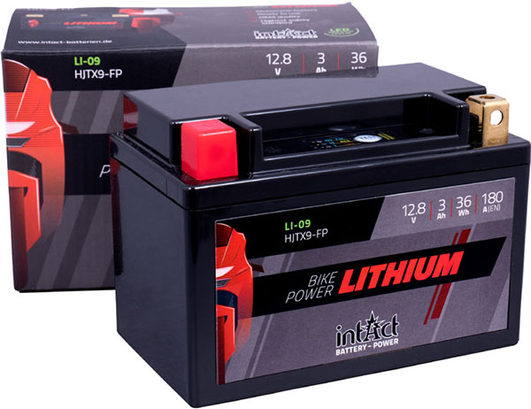 Intact LI-09 Batterie au lithium pour moto HJTX9-FP, YTX9-BS, 50812
