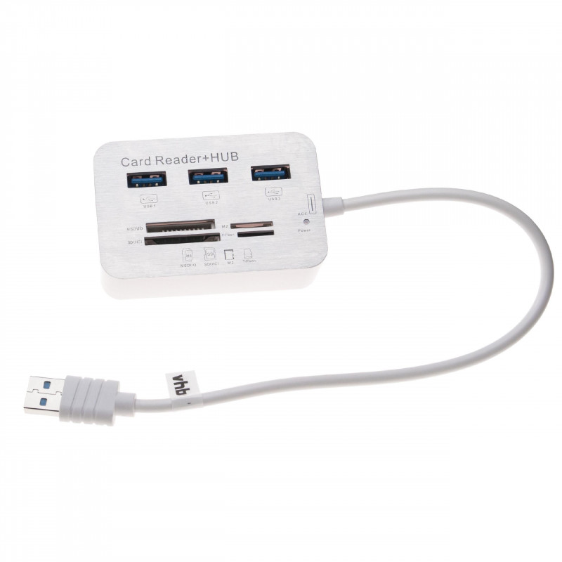 Cardreader USB 3.0 Typ A zu 3x USB-Hub + SD, M2, MMC, TF