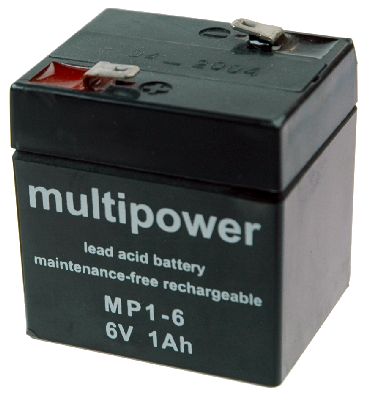18158_0RoXuCmGQDF8Te Multipower MP1-6 Batterie au plomb, 6V 1Ah Faston 4.8mm