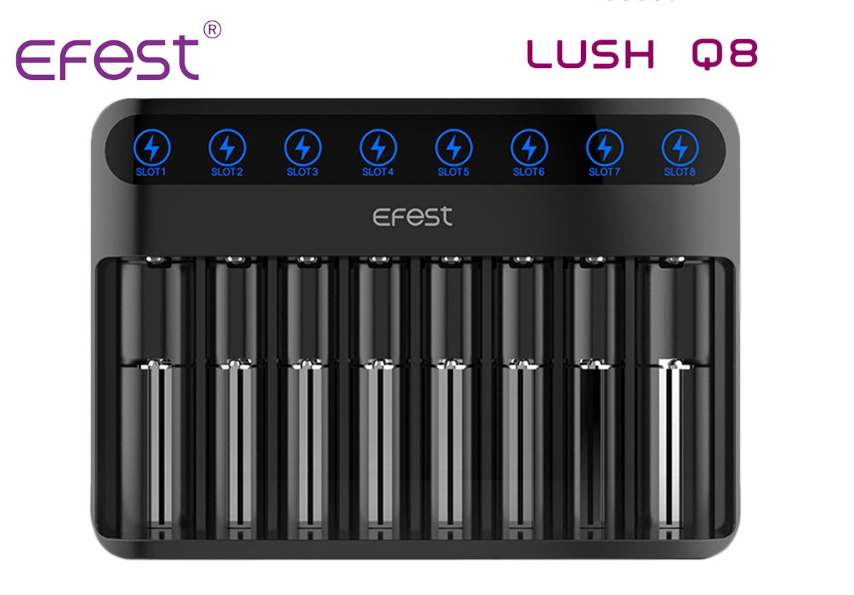 19541_0Bu20HuuisZIeB Chargeur Efest Lush Q8 à 8 baies pour batteries lithium-ion rechargeables