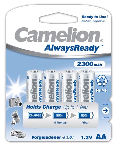 13355_0KWmHO09vhbTHO Camelion Always Ready AA, Mignon Akkus 2300mAh Ni-MH