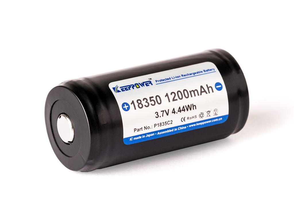 10530_0 Keeppower 18350 1200mAh PCB geschützt (Button Top)