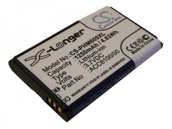26030_02ACxGwM54KiPh Akku ersetzt Philips ACC8100, ACC8100/00, 8403 810 00011 1250mAh