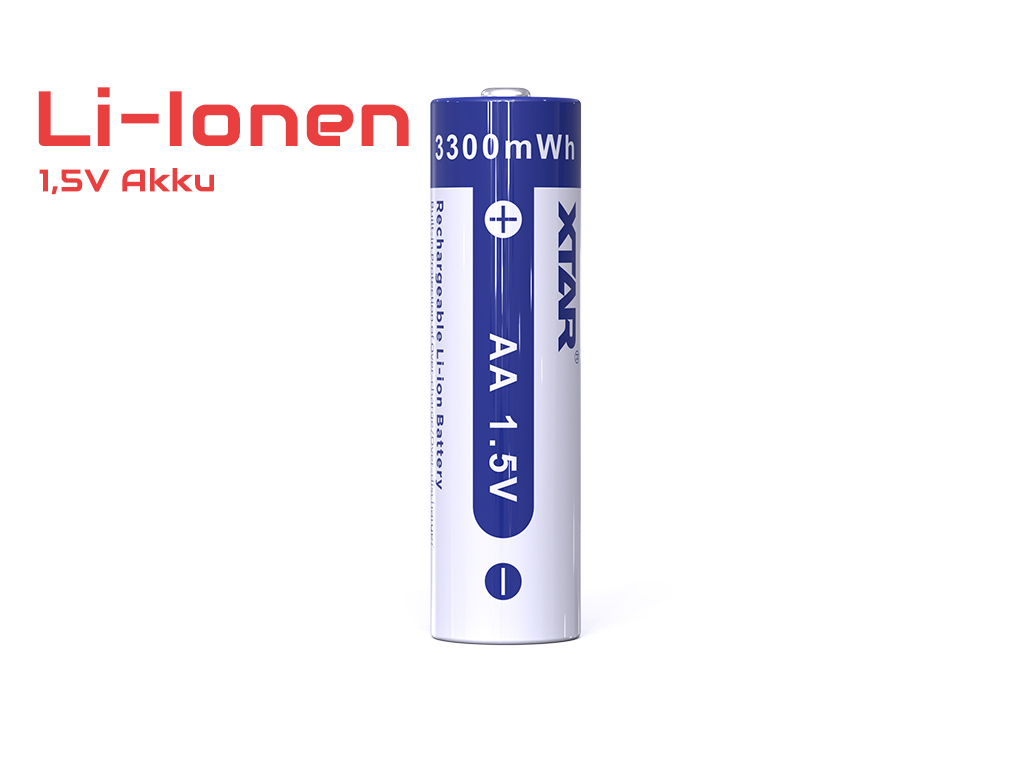 25226_1 5x 4er Pack Xtar AA 1.5V 3300mWh (2000mAh) Li-Ion Akku in der Plastikbox