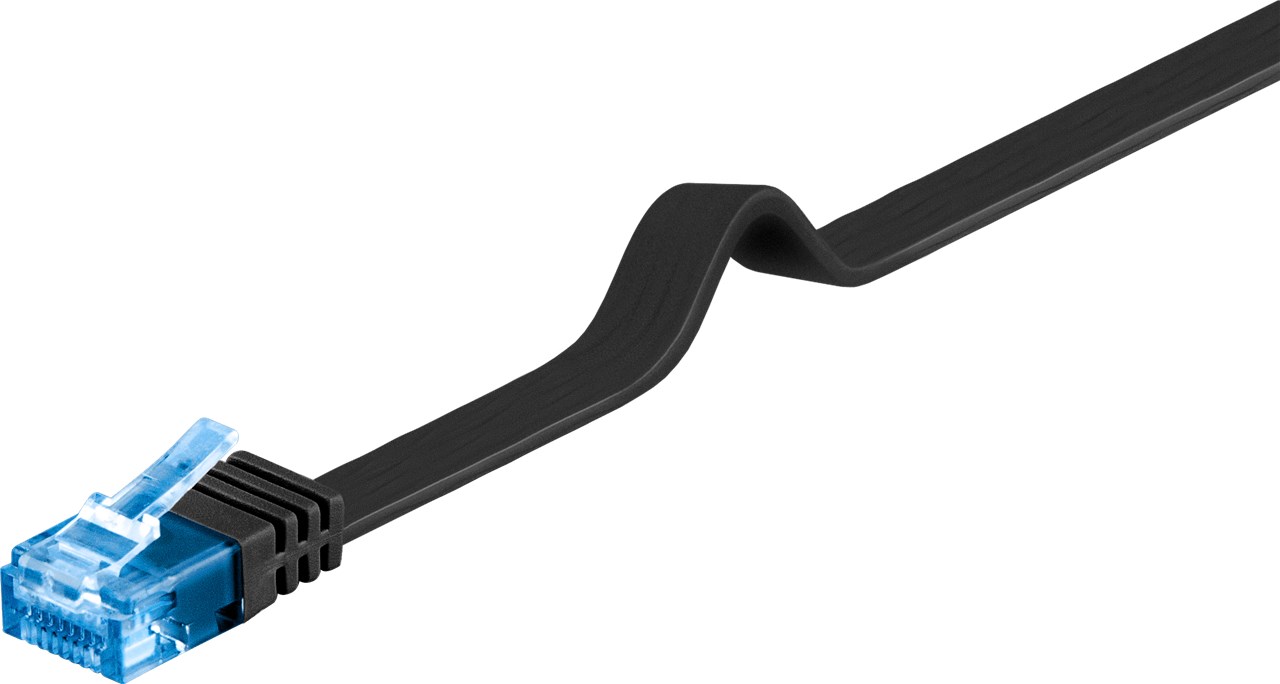 24151_0YCaYiCZPVogMr RJ45 Flach-Netzwerkkabel (Patchkabel) Cat 6a U/UTP, 1m Schwarz