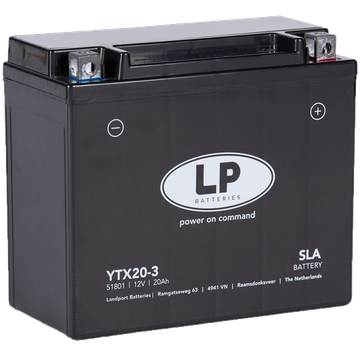 Batterie moto LP SLA YTX20-3, YTX20L-4, 0092M60230, GTX20L-BS, 51821 12V 18Ah