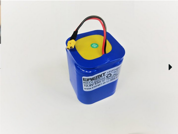 EREMIT 12V 6Ah F2x2 LiFePo4 Akku mit BMS und XT-30 Stecker