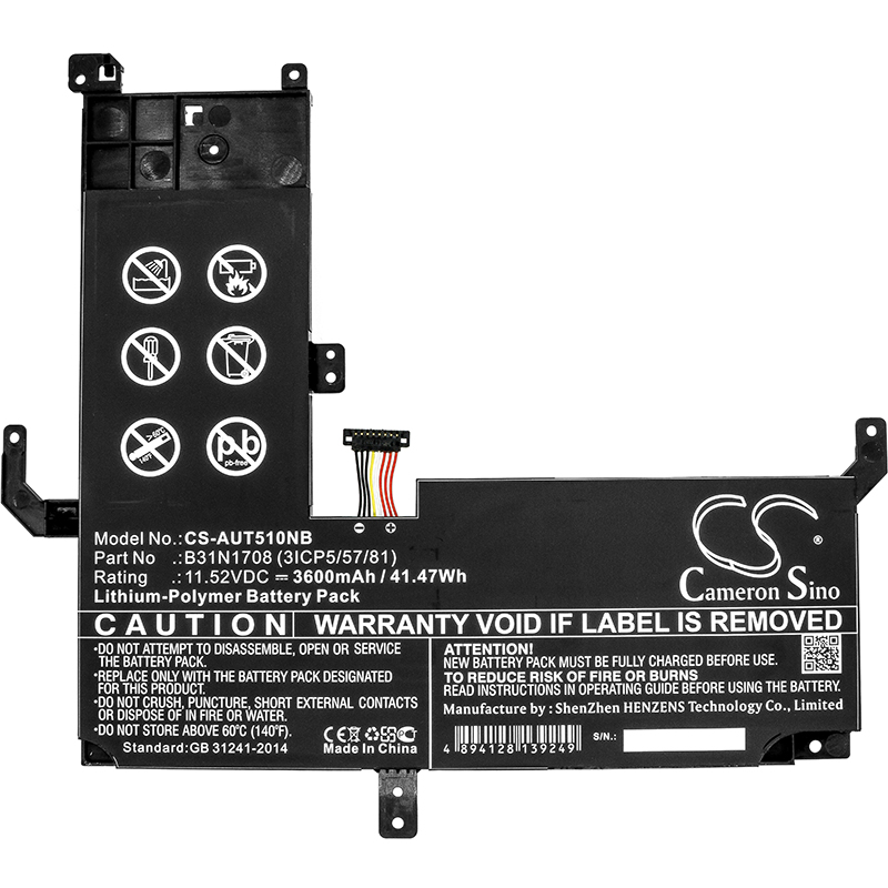 7191_0YtyZADOyQlRhN Akku ersetzt Asus B31N1708, 0B200-02720000 3600mAh