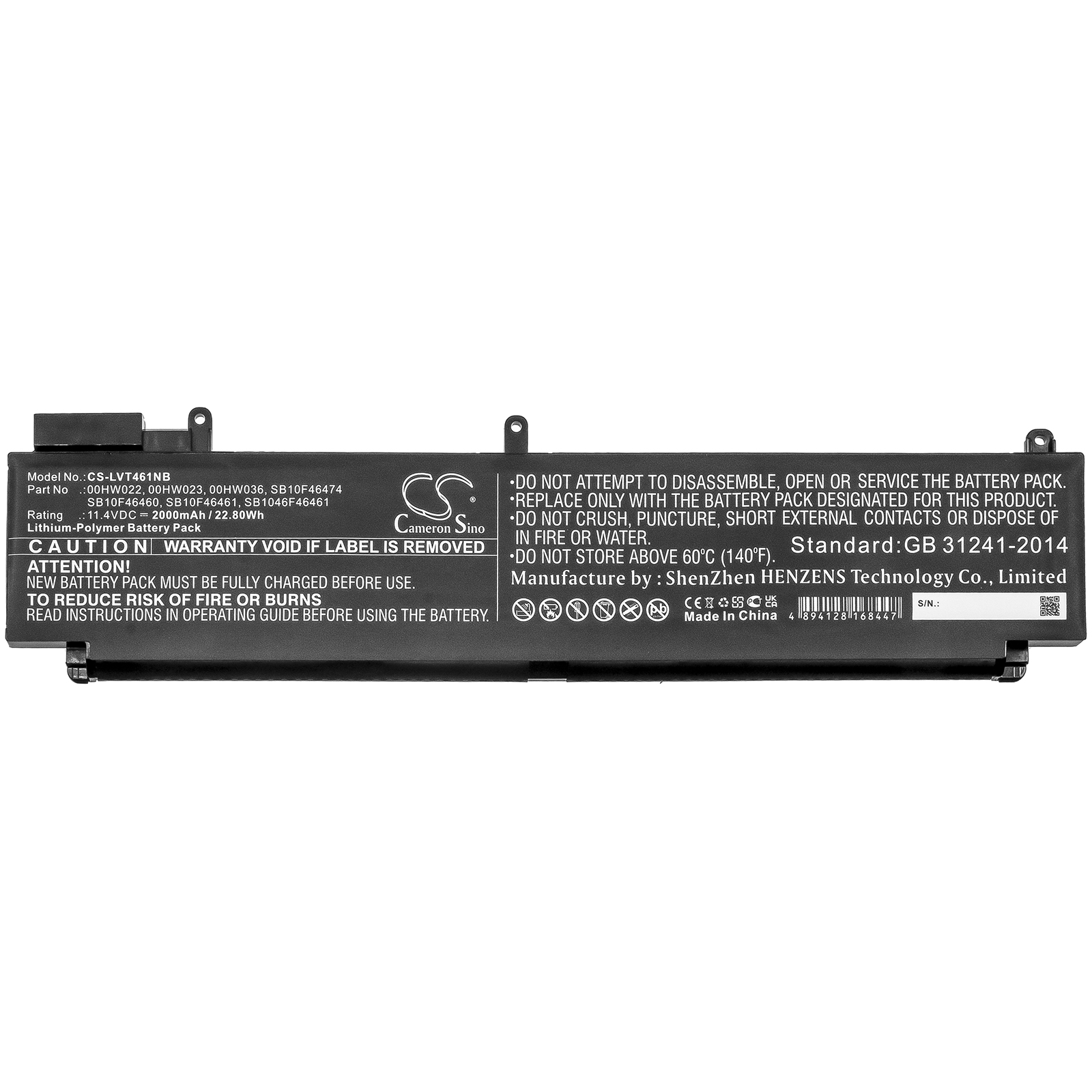 25718_0 Akku passend für Lenovo ThinkPad T470S, T460S ersetzt 00HW023 (lange Bauform)