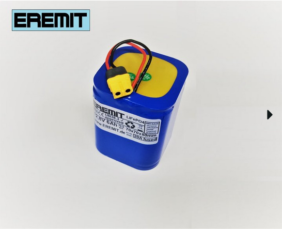 25108_0XxSidAbO7JJEG EREMIT 12V 6Ah F2x2 LiFePo4 Akku mit BMS und XT-60 Stecker