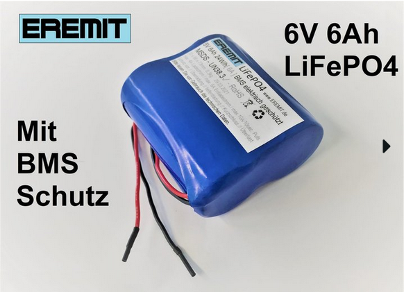 25043_088t0tqliof0VL 6V 6Ah LiFePO4 Akku Banane Stecker