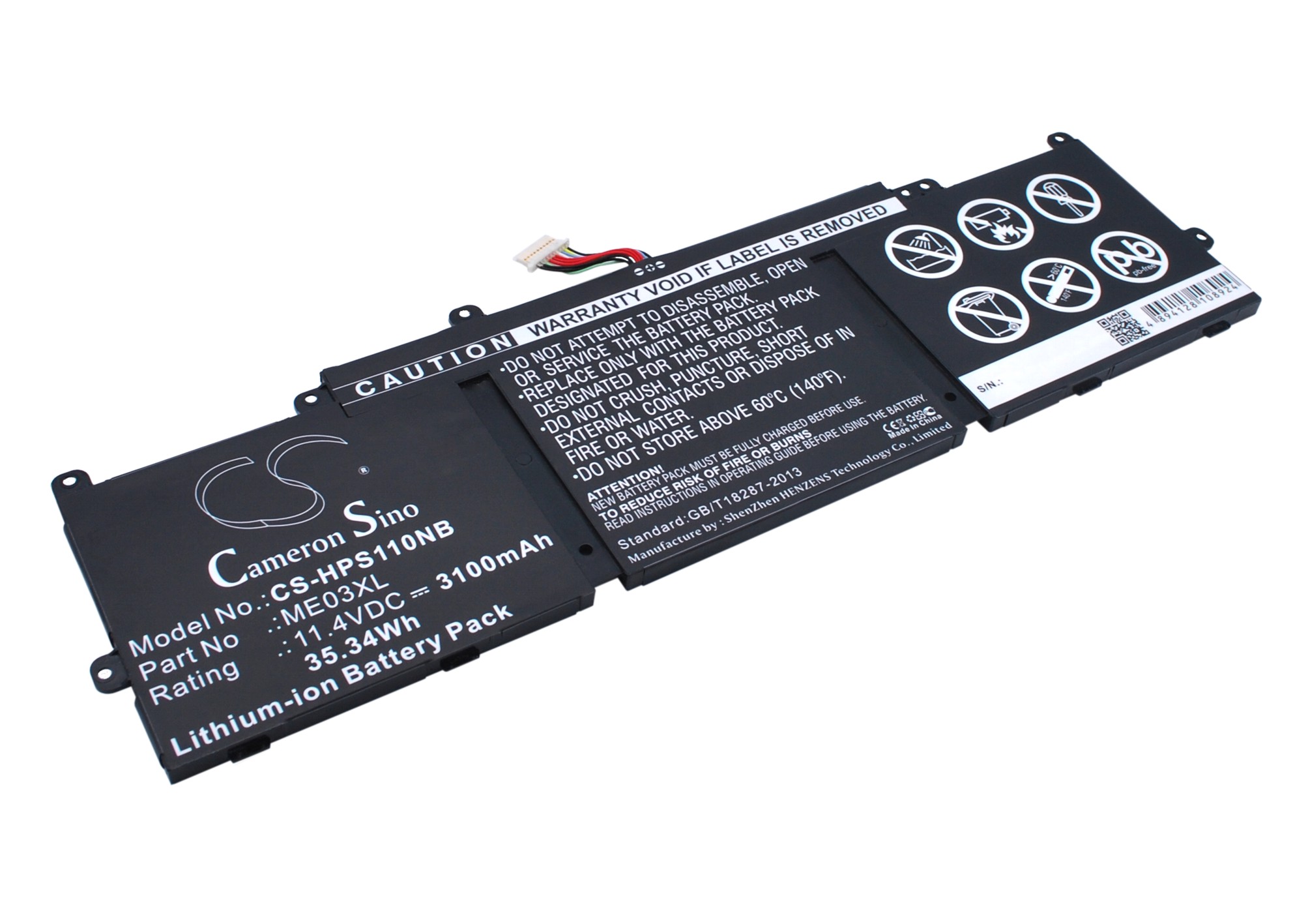 Batterie remplace HSTNN-LB6O, TPN-Q154, ME03XL compatible avec HP Stream 11-D001, 13-C002