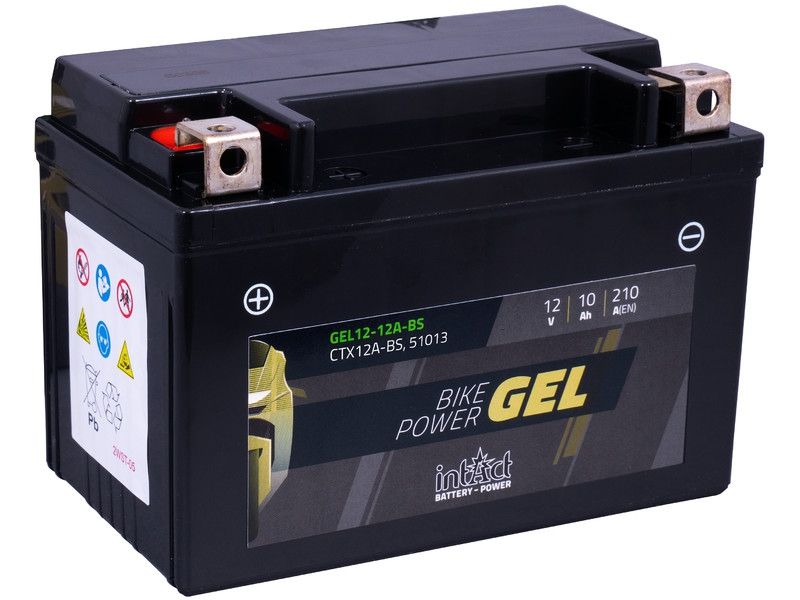Intact GEL12-12A-BS Batterie moto GEL remplace YT12A-4, YT12A-BS 12V 10Ah