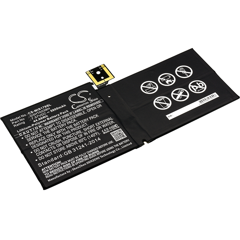 25402_0 Batterie remplace Microsoft DYNM02, G3HTA038H adapté pour Surface Pro 5 1796
