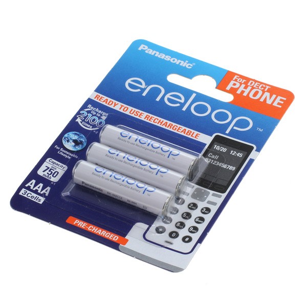 Panasonic Piles rechargeables pour radiotéléphones DECT, lot de 3 piles AAA