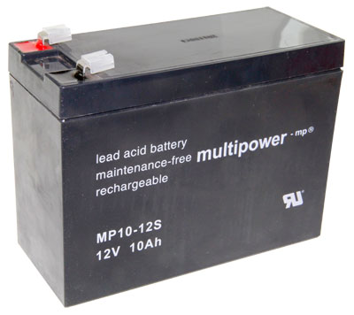 18161_0 Multipower MP10-12S Batterie au plomb, 12V 10Ah Faston 4.8m