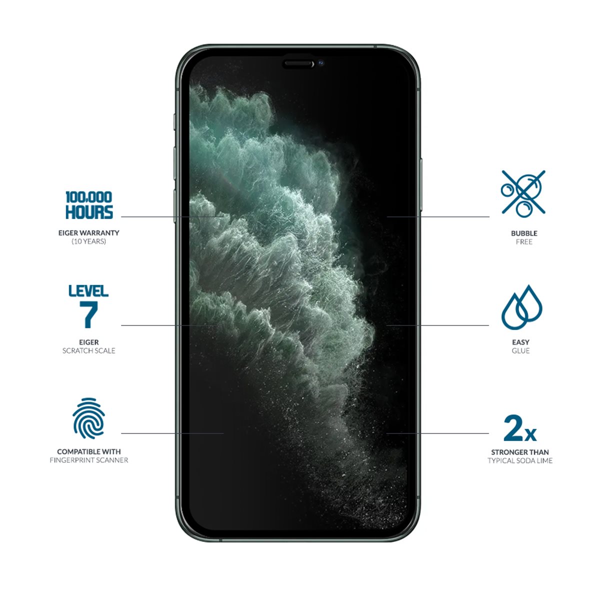 26287_2qfoq3QUdp9As7 EIGER APPLE IPHONE 11 PRO, X, XS VERRE ÉCRAN 3D CLEAR/BLACK