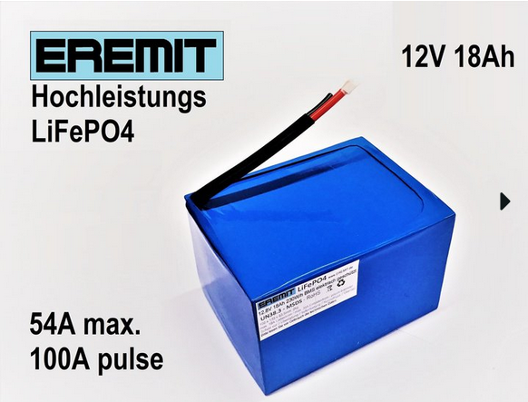 25117_05g3V2dgVUkCOe EREMIT 12V 18Ah LiFePo4 Akku mit BMS XT-90 Stecker