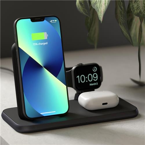 27317_1 4 in 1 Wireless Charger Aluminium für Iphone und Diverse Geräte, schw.