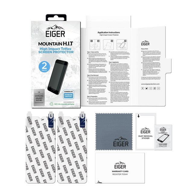 26394_1WSgirijB9Ci8p EIGER SAMSUNG GALAXY A13 4G DISPLAY-GLAS (2ER PACK) HIGH-IMPACT TRI FLEX KLAR