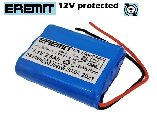 27013_0zBdZ9XrB80c62 EREMIT 11.1V 2.6Ah Li-Ion Akku-Pack mit BMS JST-RCY (rot)