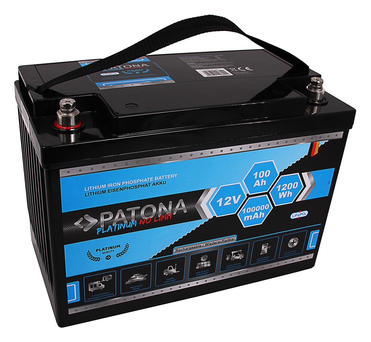 24447_0j0ZrbXwiuBdU9 PATONA Platinum LiFePO4 Akku 12V 100Ah 1200Wh 330x168x235mm