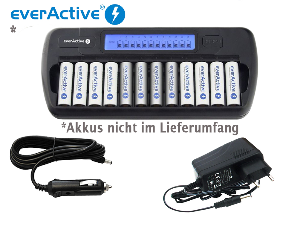 19366_0 EverActive NC-1200 Ladegerät für 1-12 AA/AAA Ni-MH / Ni-Cd Akkus