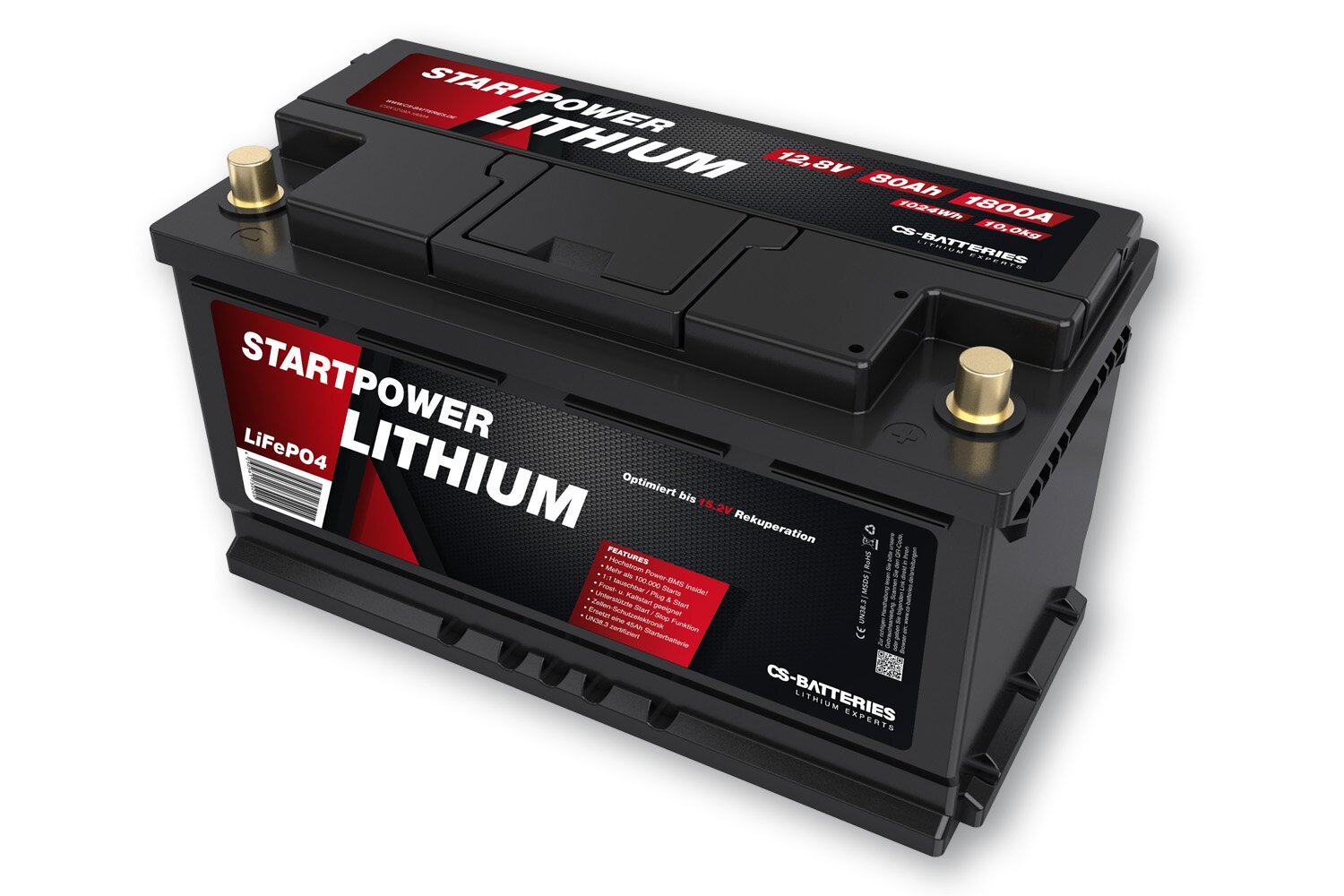 26767_0 StartPower LiFePO4 Autobatterie 12V 80Ah 1800A (EN) 352x175x190mm