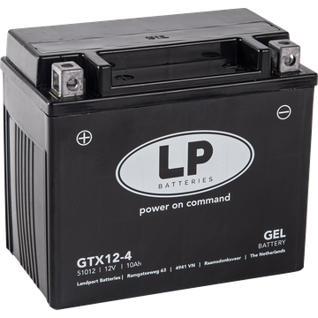 LP GTX12-4 Batterie moto GEL remplace GTX12-BS, YTX12-BS, YTX-12-4, M6014
