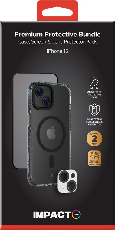 27157_02AZWPQPqkpUBw Impact Zero Handyhülle 3in1-Set, iPhone 15, transparent