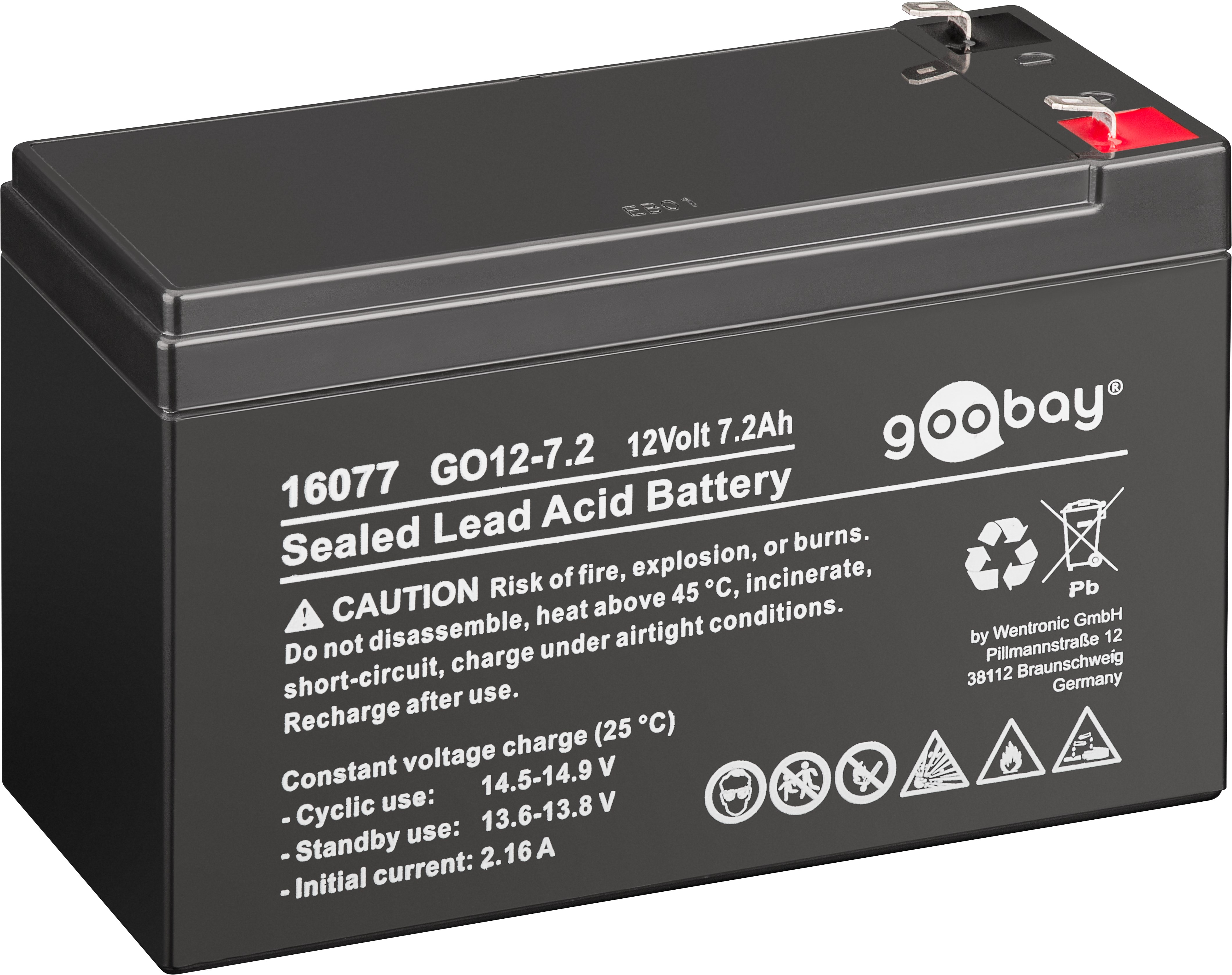 19525_0czhwKEzQiT8jg goobay GO12-7.2 12V 7.2Ah Bleiakku Faston 4.8mm