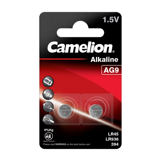 10224_0MsaHJcFAe1NSL Camelion AG9, LR45, SR936W, paquet de 2 piles