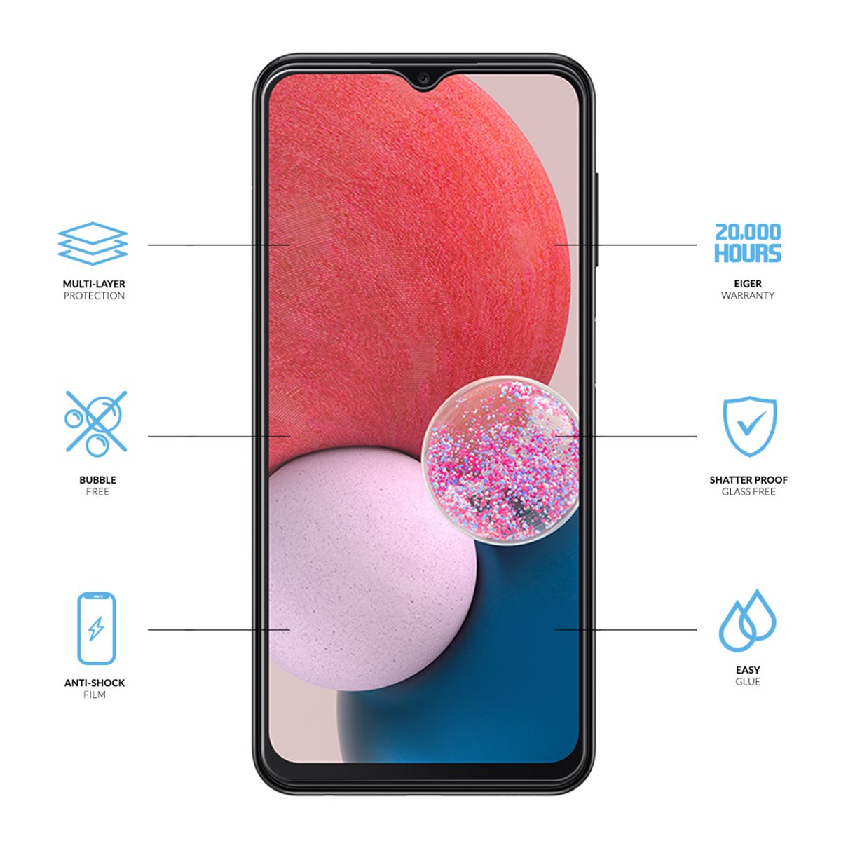 26394_2zr8z1Fa1Tme4h EIGER SAMSUNG GALAXY A13 4G DISPLAY-GLAS (2ER PACK) HIGH-IMPACT TRI FLEX KLAR