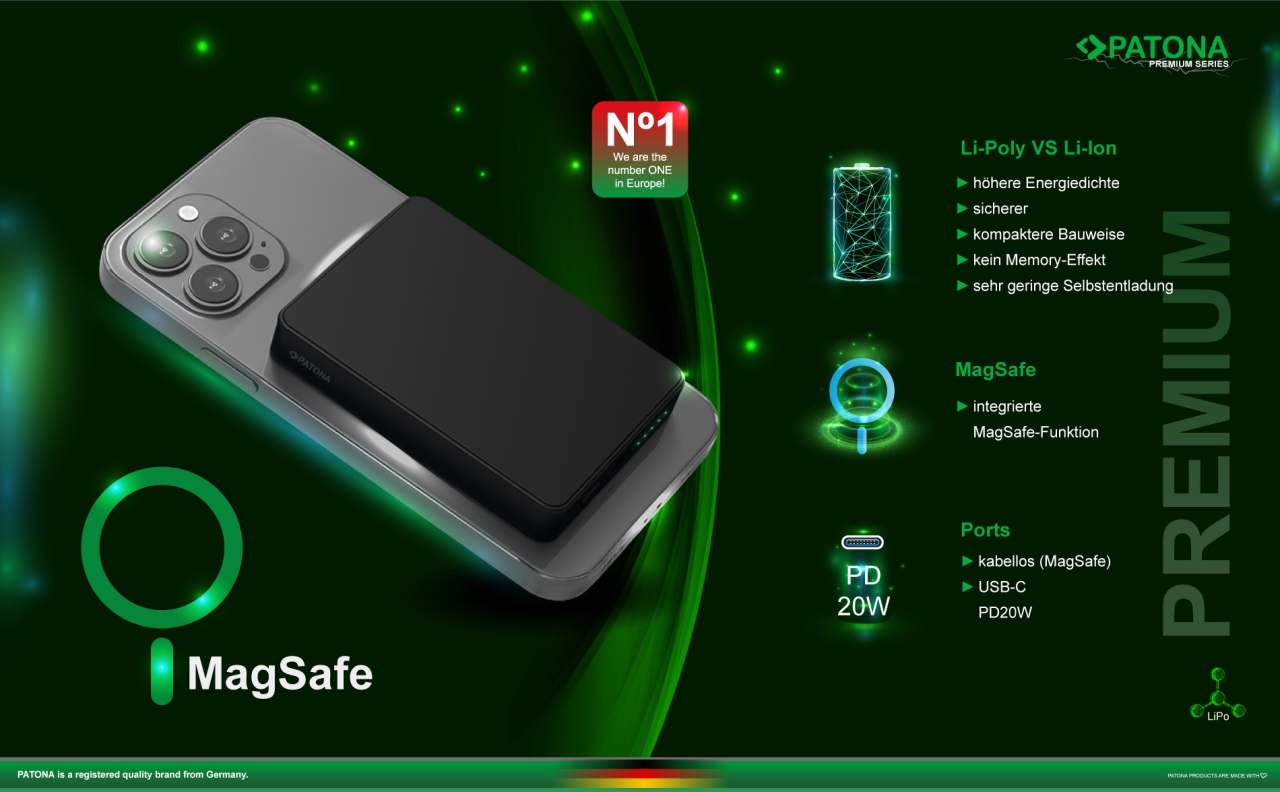 17625_3 Patona Powerbank Clear 3.0, PD20W, MagSafe, 10000mAh kabellose Ladung