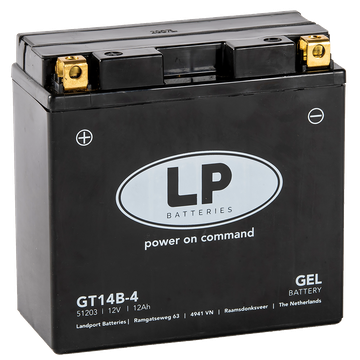 LP GT14B-4 Batterie moto GEL remplace DIN 51201, 51410, 51418, 51422 12V 12Ah