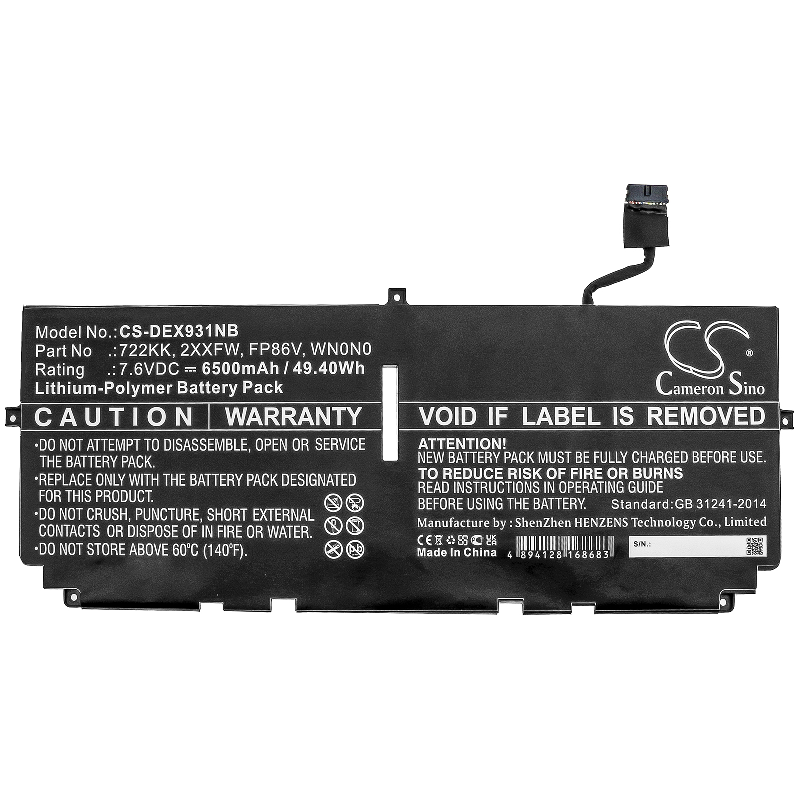 7189_0 Akku passend für Dell XPS 13 9300, XPS 13 9310, XPS 13 9380 6500mAh