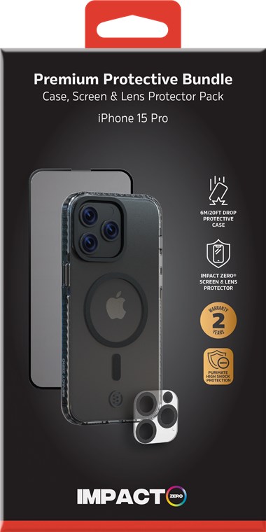 27154_0oVqMAmDrTSGzZ Impact Zero Handyhülle 3in1-Set, iPhone 15 Pro, transparent