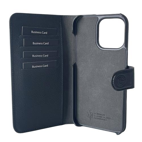 27120_2Z8NoraugkT6Wy iPhone 15 Pro Max, Joss schwarz, Book-Cover Echtleder