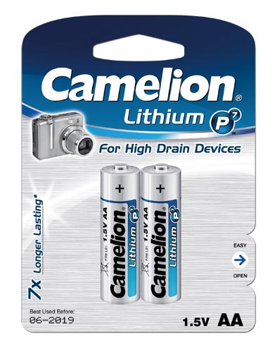 Camelion AA lithium batteries pack of 2, AA, LR6