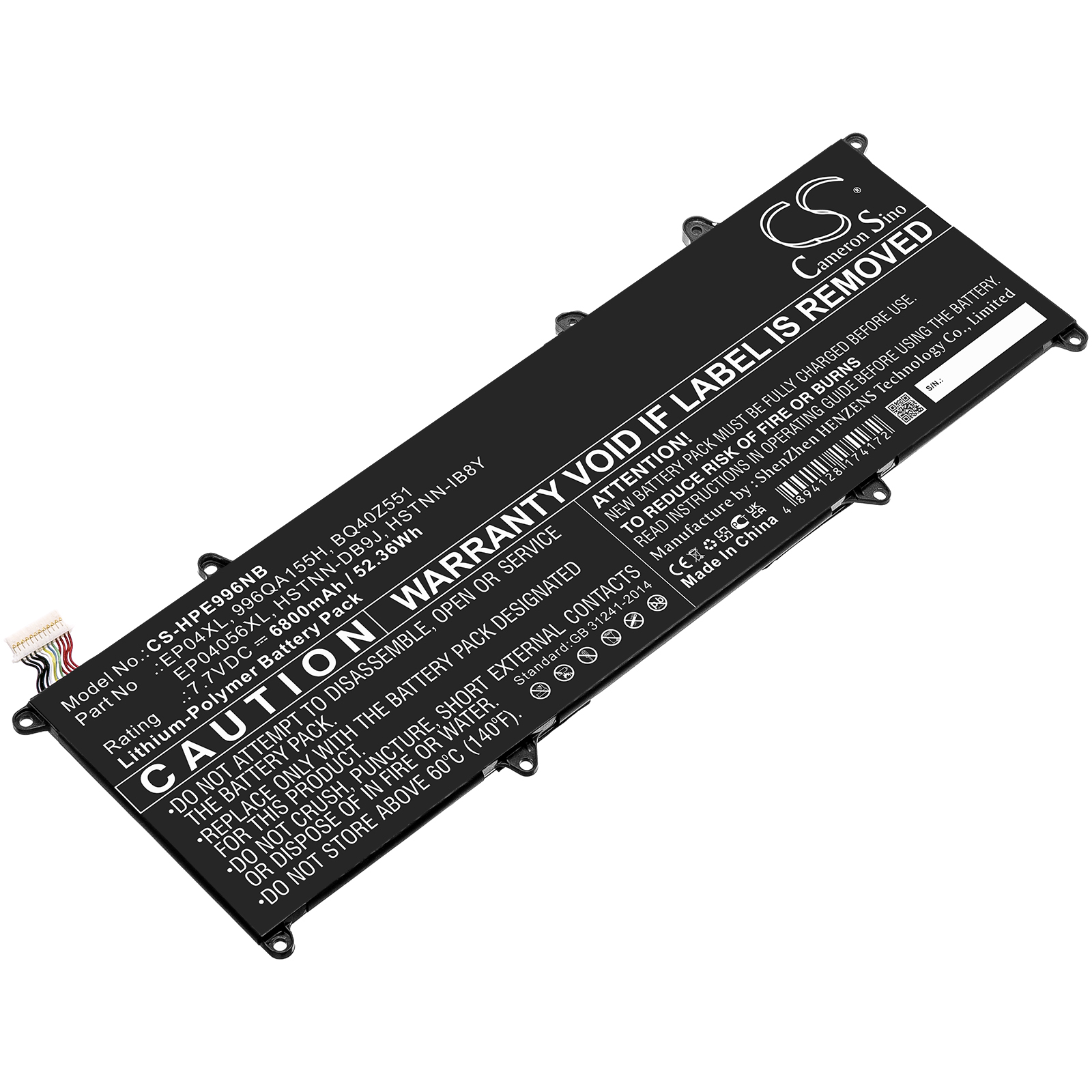 26750_0 Akku ersetzt HP EP04XL, EP04056XL, HSTNN-IB8Y, L52448-1C1, L52581-005 7.7V 52Wh