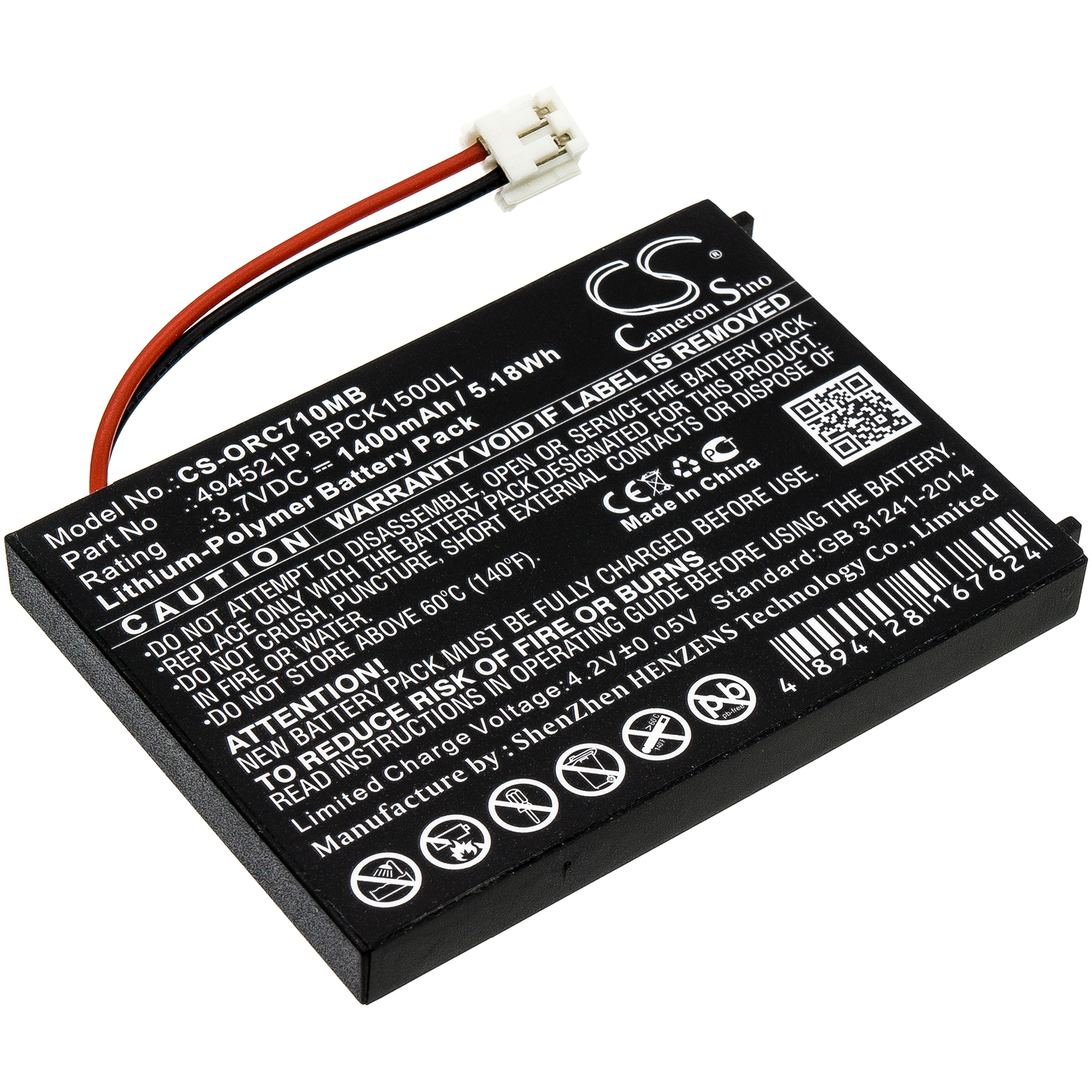 26760_0 Akku ersetzt BPCK1500LI, 494521P passend für Oricom SC701, Secure SC703, SC720