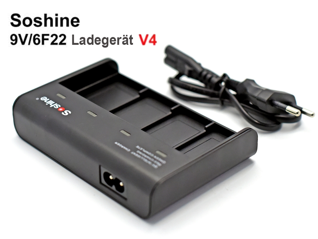 22462_0ROVLnpnlurXzO Soshine V4 9V Block Ladegeräte Li-Ion, LifePO4, Ni-MH Akkus
