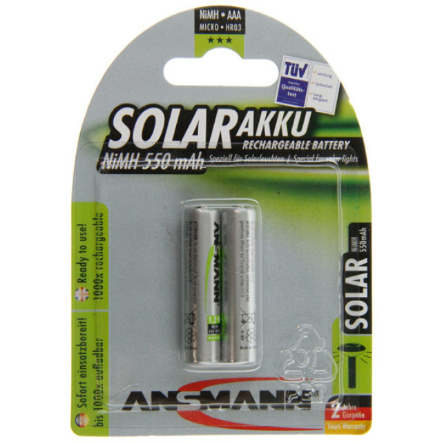 Ansmann AAA Micro Piles rechargeables pour lampes solaires 550mAh Ni-MH