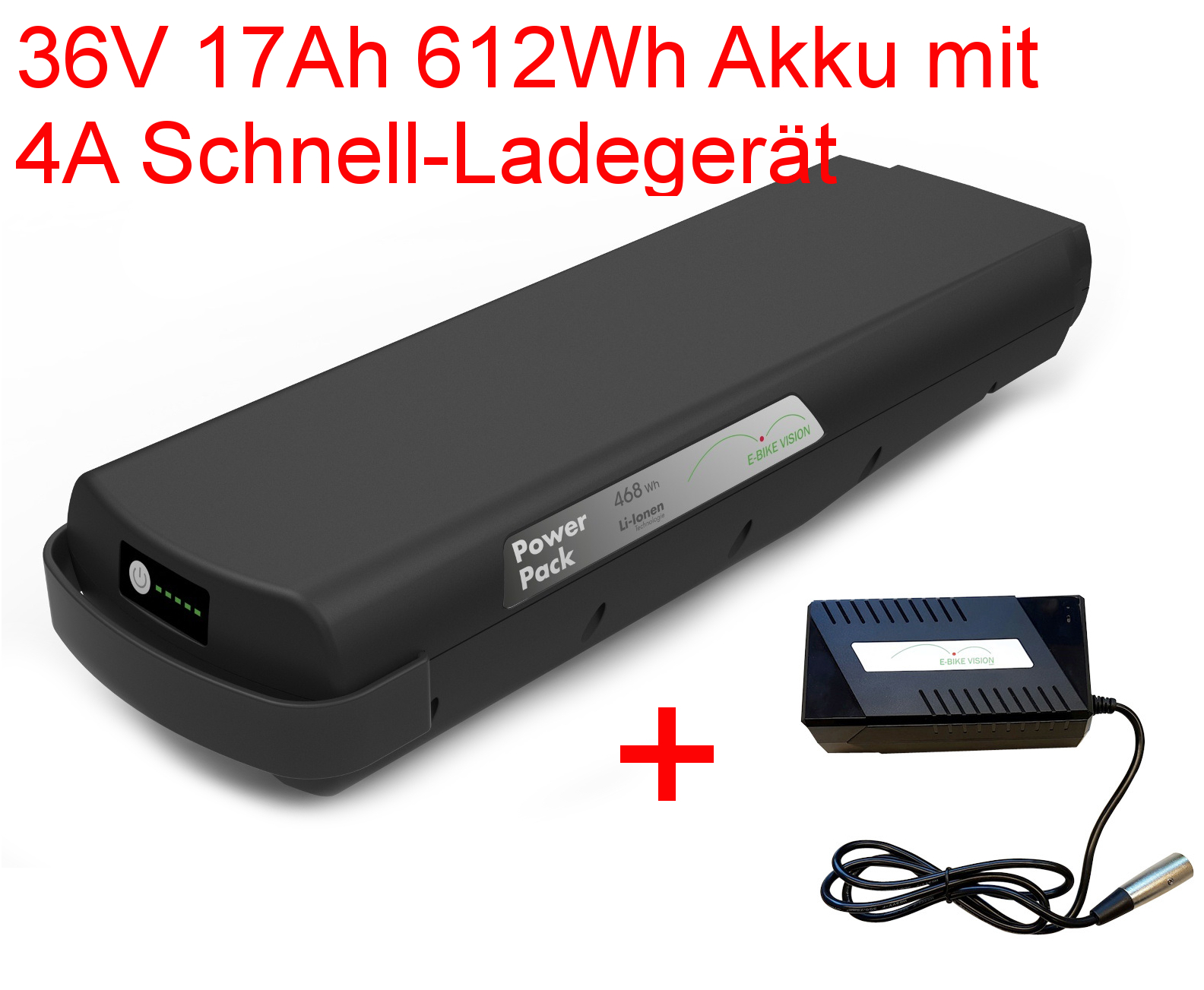20355_0fZRPq0jJprR8V E-Bike Akku für Bosch Gepäckträger 36V 17Ah + 4A Ladegerät