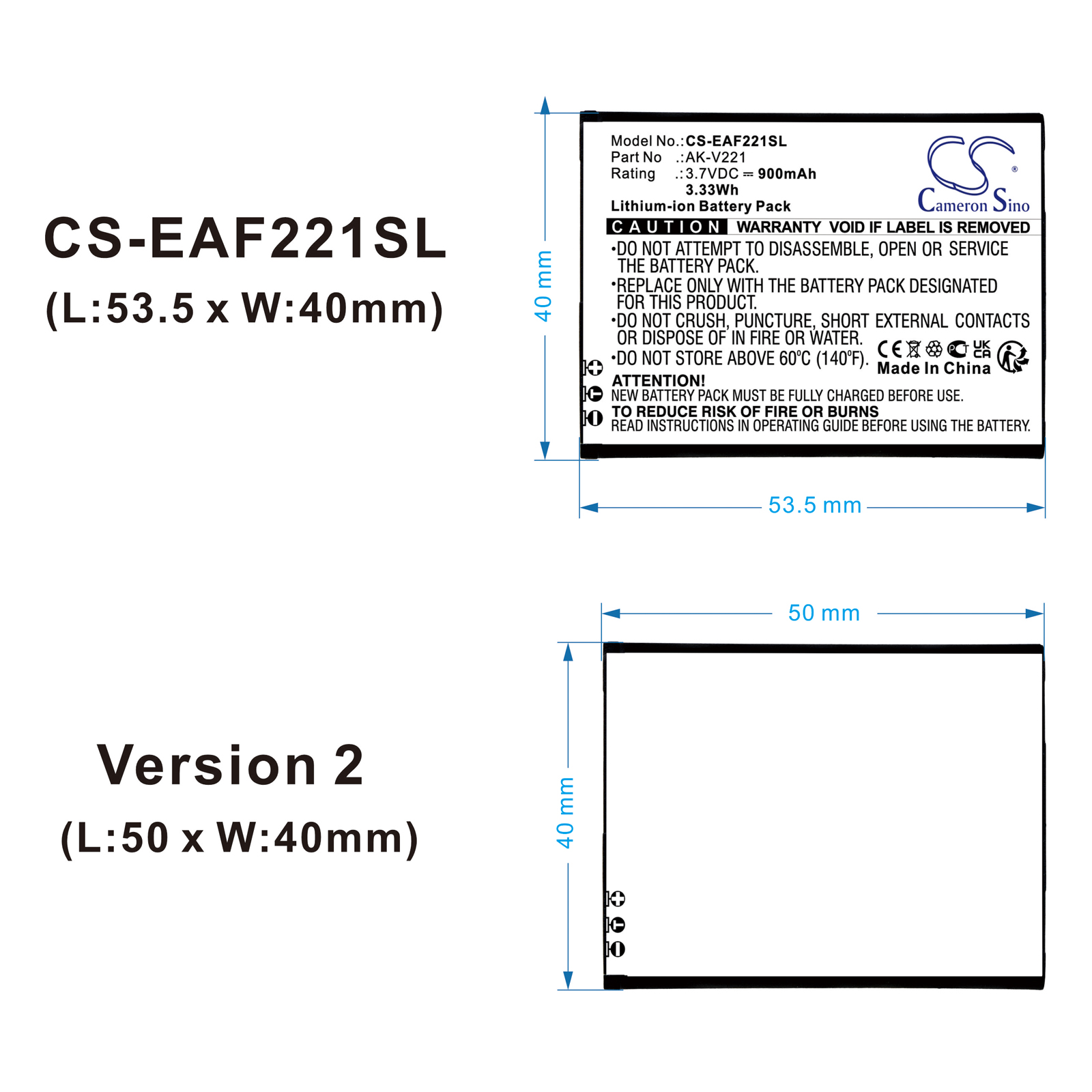 27504_1 Akku ersetzt Emporia AK-V221 3.7V 900mAh