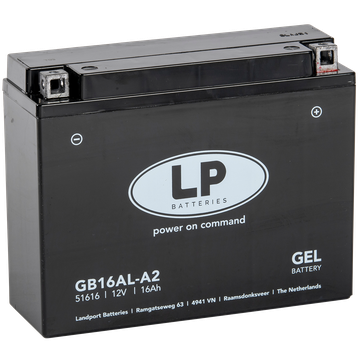 22886_0 LP GB16AL-A2 batterie de moto GEL remplace 51616, CB16AL-A2, YB16AL-A2 12V 16Ah