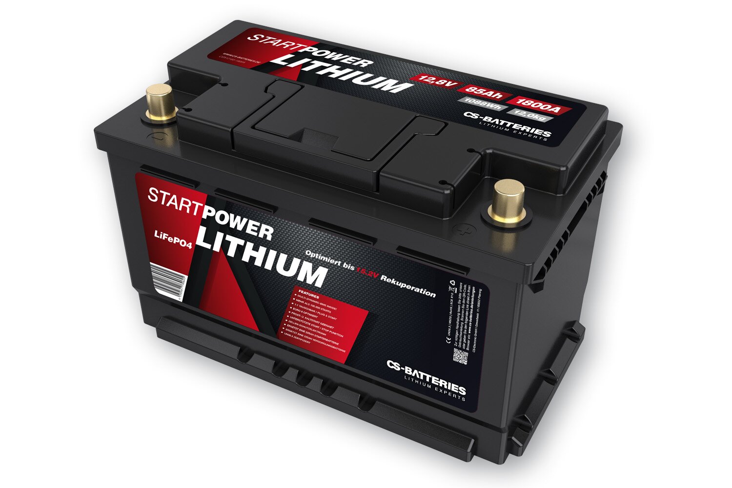 26991_0 StartPower LiFePO4 Autobatterie 12V 85Ah 1800A (EN) 315x175x190mm