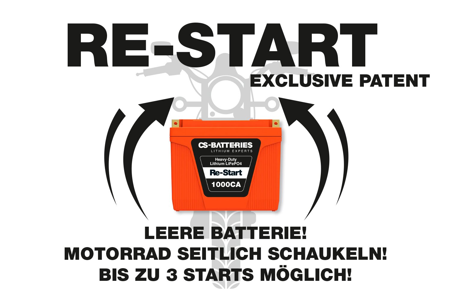 26398_1 12V 12Ah LiFePO4 Heavy-Duty HDX-40 Motorrad Starterbatterie 1000CA